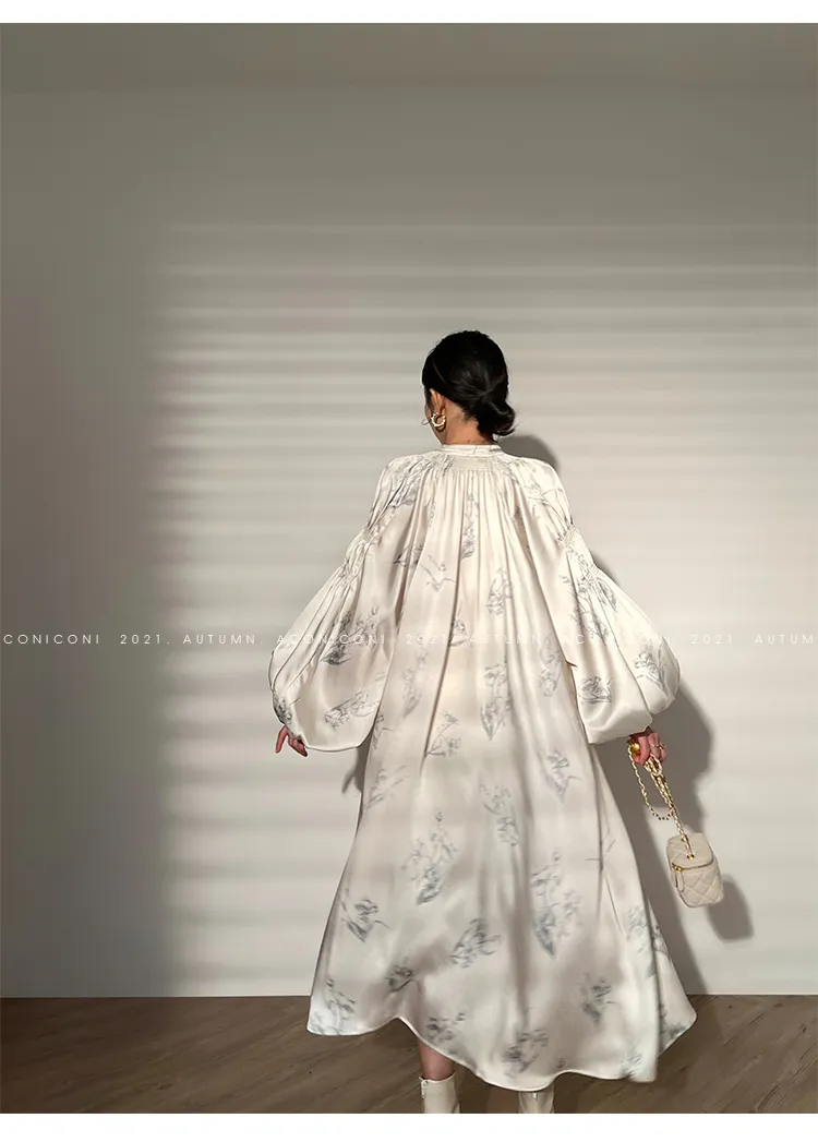Aconiconi｜dyed imitation silk loose romantic dress - Nagamachi