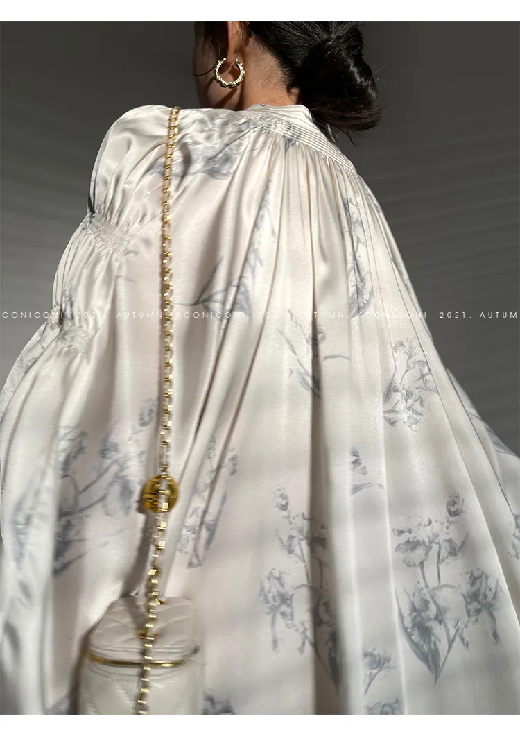 Aconiconi｜dyed imitation silk loose romantic dress - Nagamachi