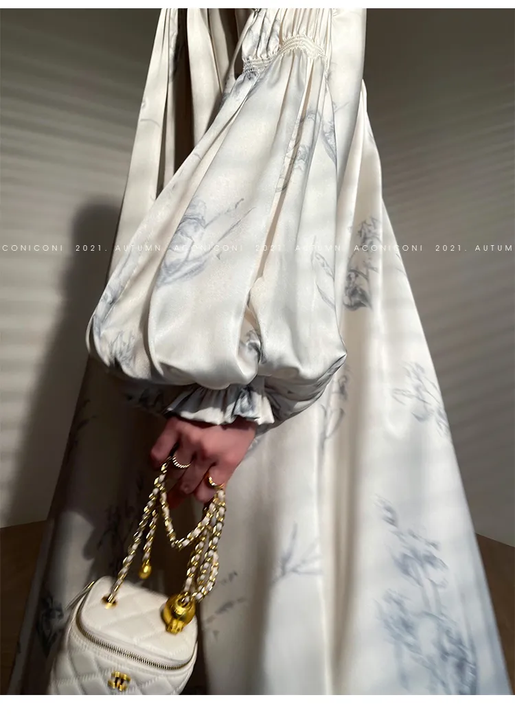 Aconiconi｜dyed imitation silk loose romantic dress - Nagamachi