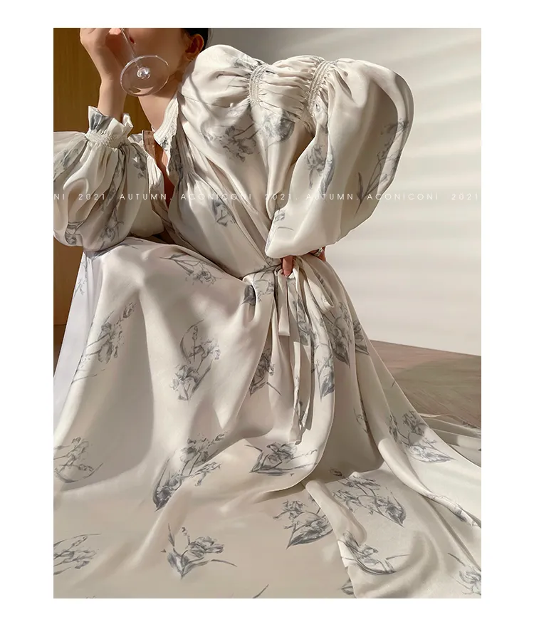 Aconiconi｜dyed imitation silk loose romantic dress - Nagamachi