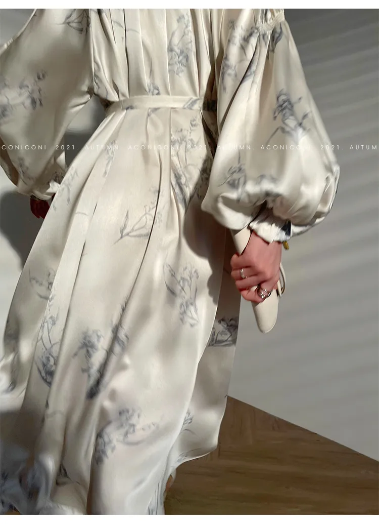 Aconiconi｜dyed imitation silk loose romantic dress - Nagamachi