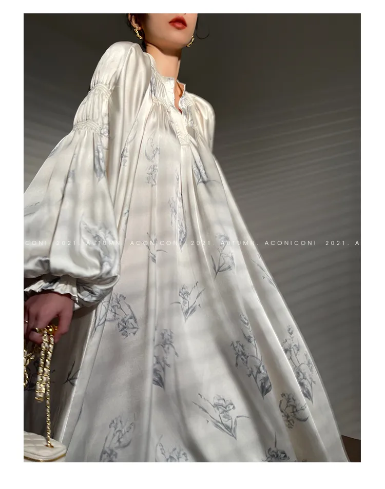 Aconiconi｜dyed imitation silk loose romantic dress - Nagamachi