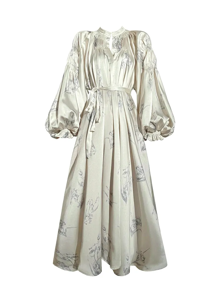 Aconiconi｜dyed imitation silk loose romantic dress - Nagamachi