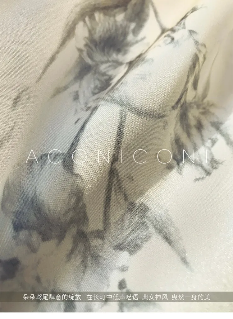 Aconiconi｜dyed imitation silk loose romantic dress - Nagamachi
