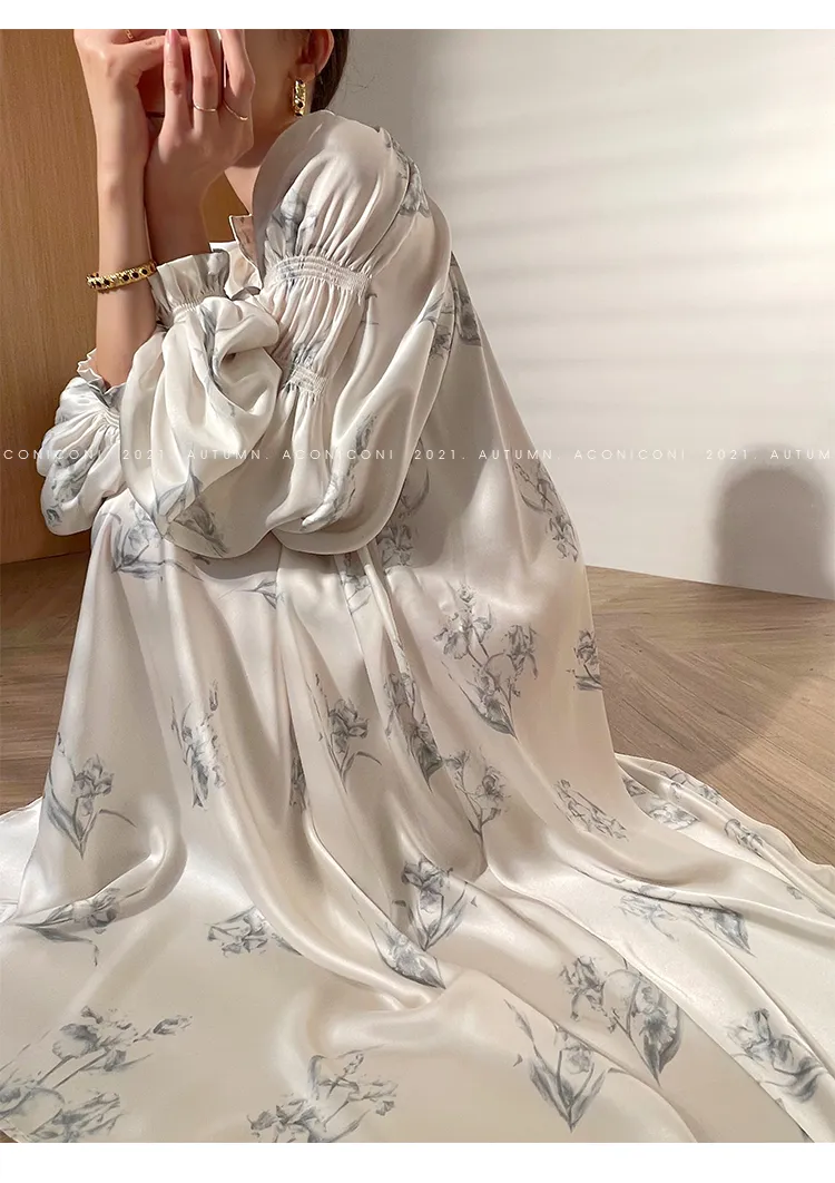 Aconiconi｜dyed imitation silk loose romantic dress - Nagamachi