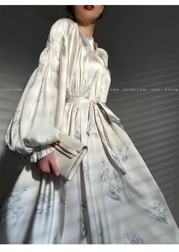 Aconiconi｜dyed imitation silk loose romantic dress - Nagamachi