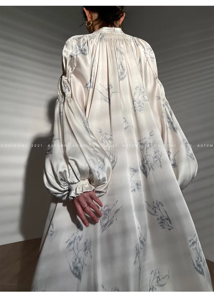Aconiconi｜dyed imitation silk loose romantic dress - Nagamachi