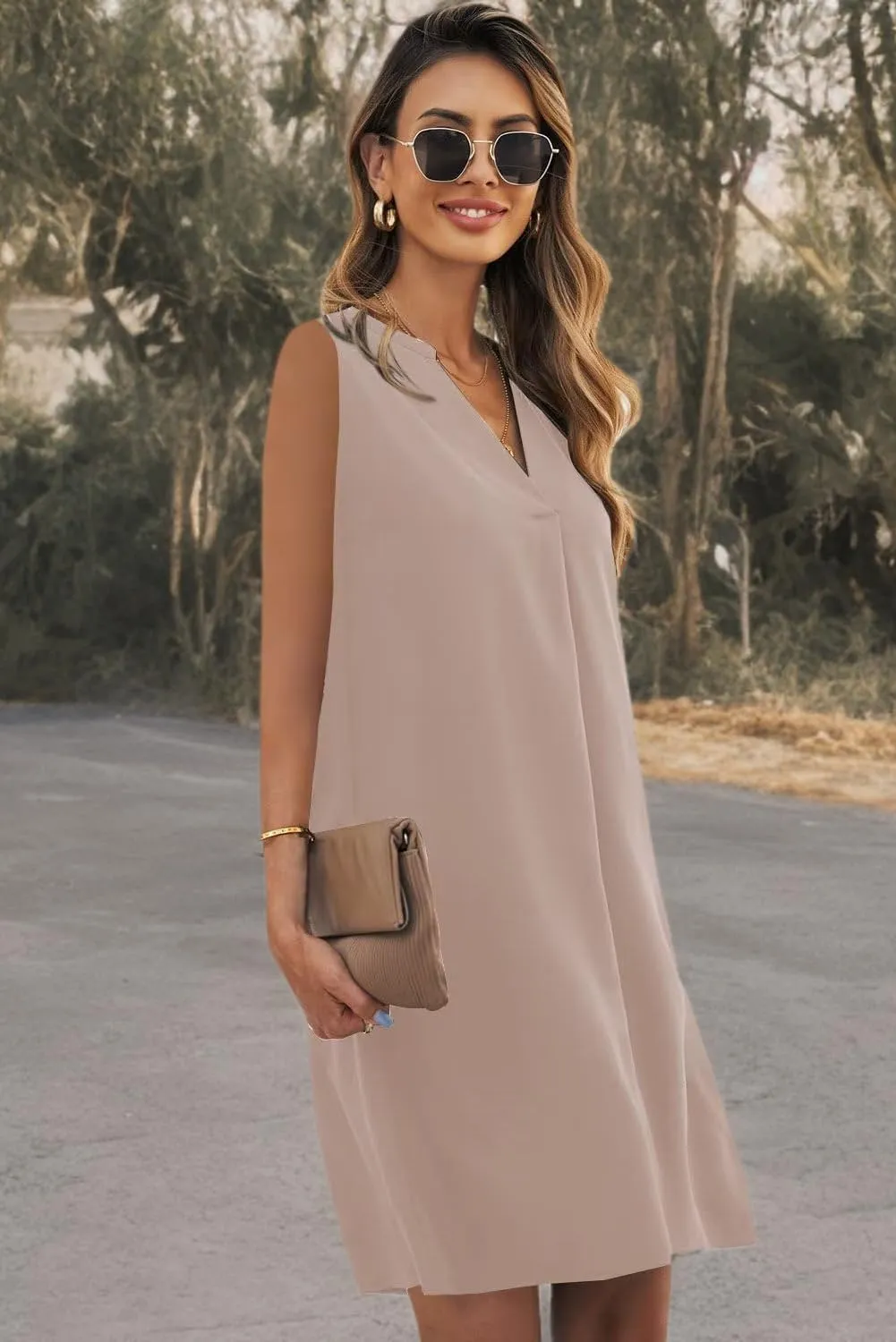 ANFTFH Women's Sleeveless Dresses 2025 V Neck Casual Trendy DressesS-2XL