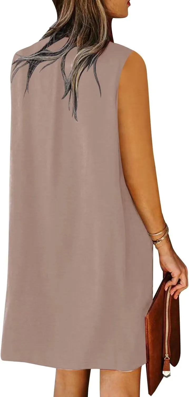 ANFTFH Women's Sleeveless Dresses 2025 V Neck Casual Trendy DressesS-2XL
