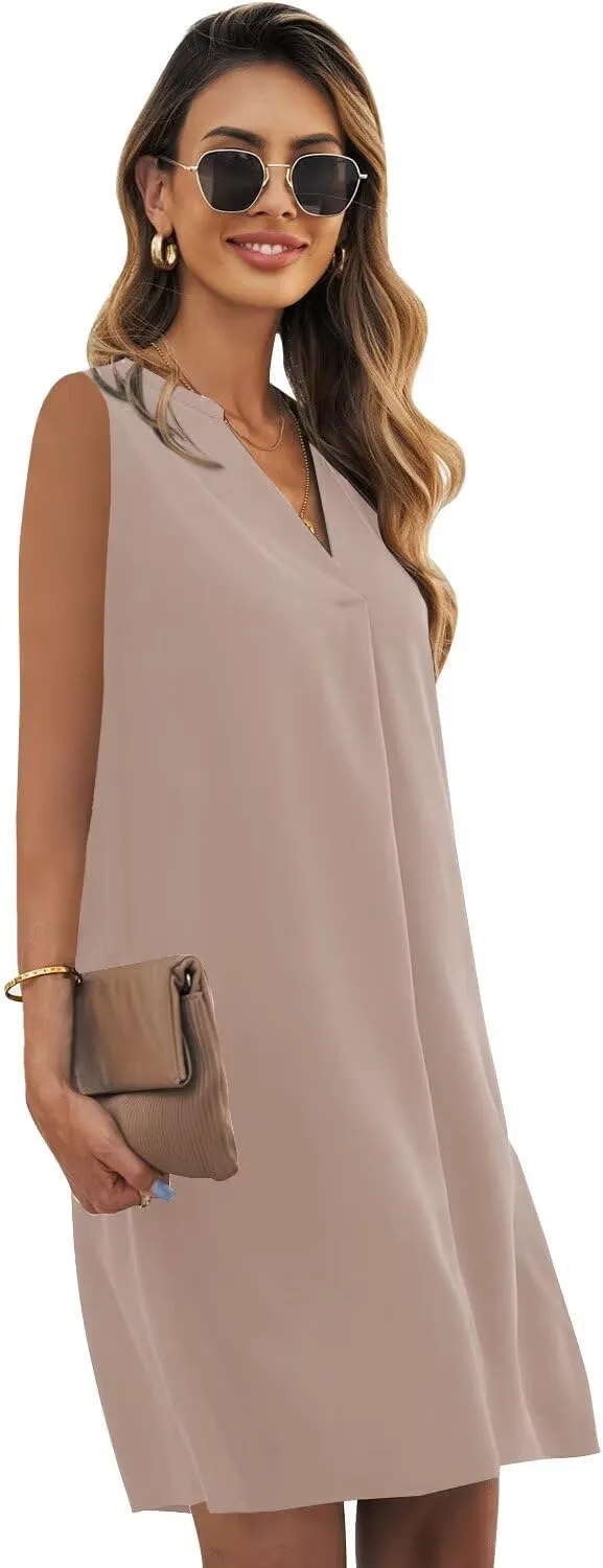 ANFTFH Women's Sleeveless Dresses 2025 V Neck Casual Trendy DressesS-2XL