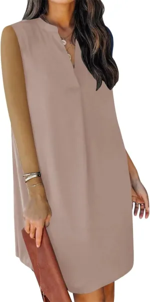 ANFTFH Women's Sleeveless Dresses 2025 V Neck Casual Trendy DressesS-2XL