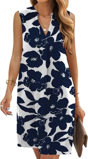 ANFTFH Women's Sleeveless Dresses 2025 V Neck Casual Trendy DressesS-2XL