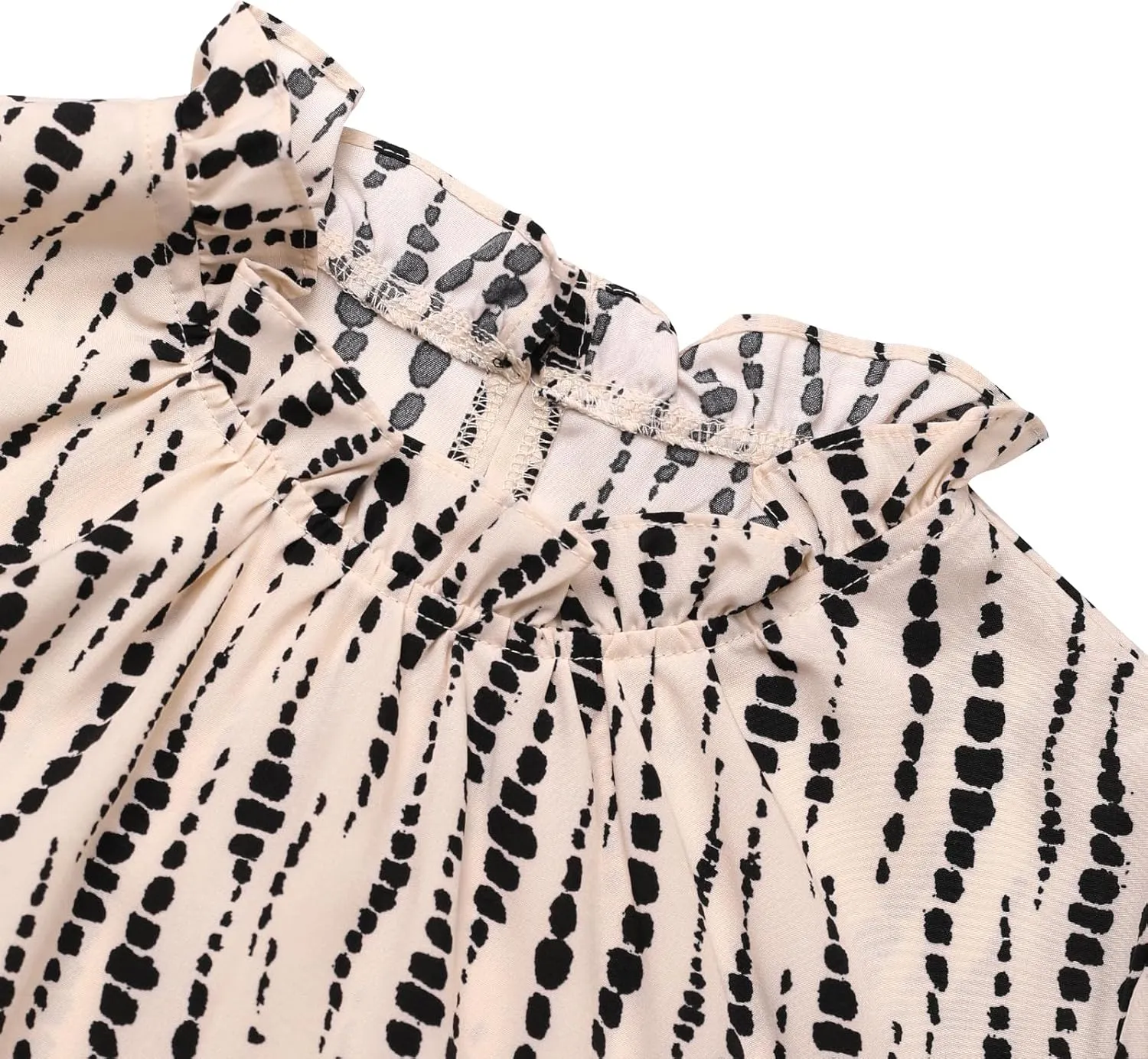 Avanova Women Polka Dot Long Sleeve Blouse Shirts Work Mock Neck Ruffle Top