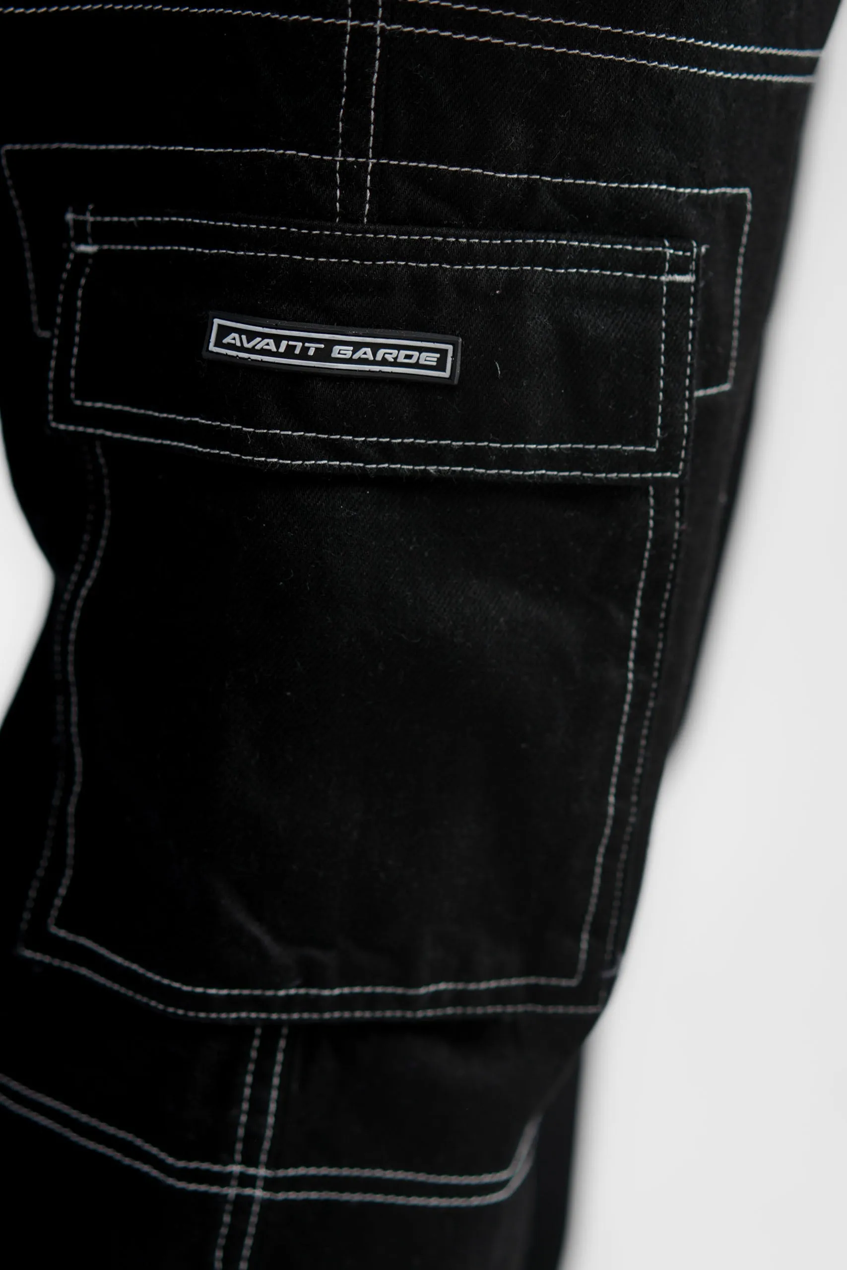 Black Denim Cargo - Straight Fit