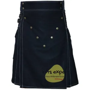 Black V Style Utility Kilt For Men