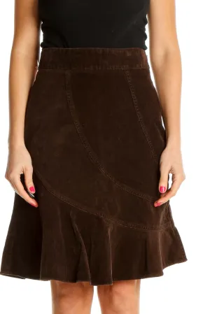 Brown Textured Chic Mermaid Skirt