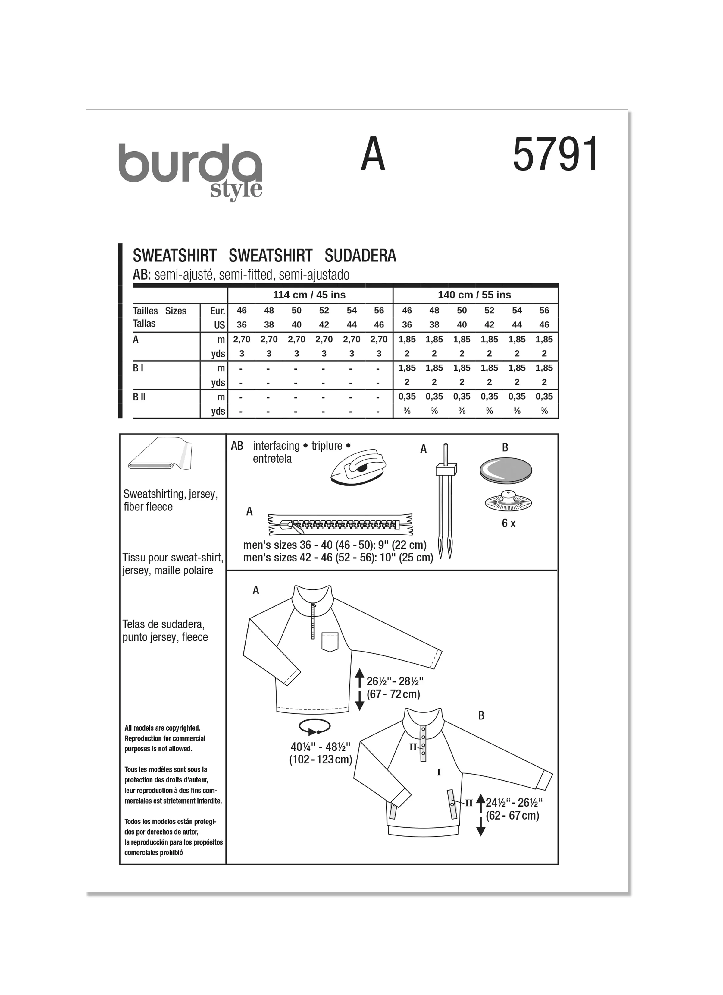 Burda Style Pattern 5791 Misses' Top