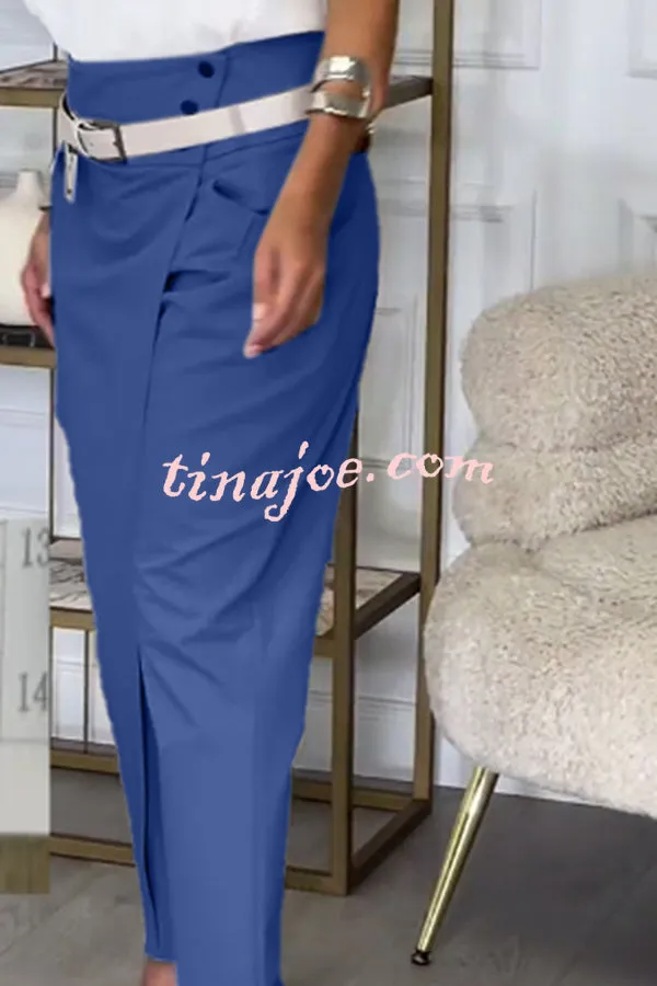 Busy As Usual High Rise Button Waist Pocket Tapered Pants