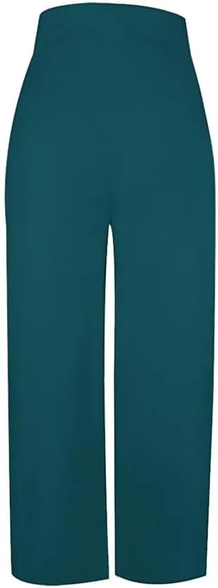 Chatinction Women's Casual Palazzo Pants High Waist Pleated Polka Dot Printed Wide Leg Pants with Pockets