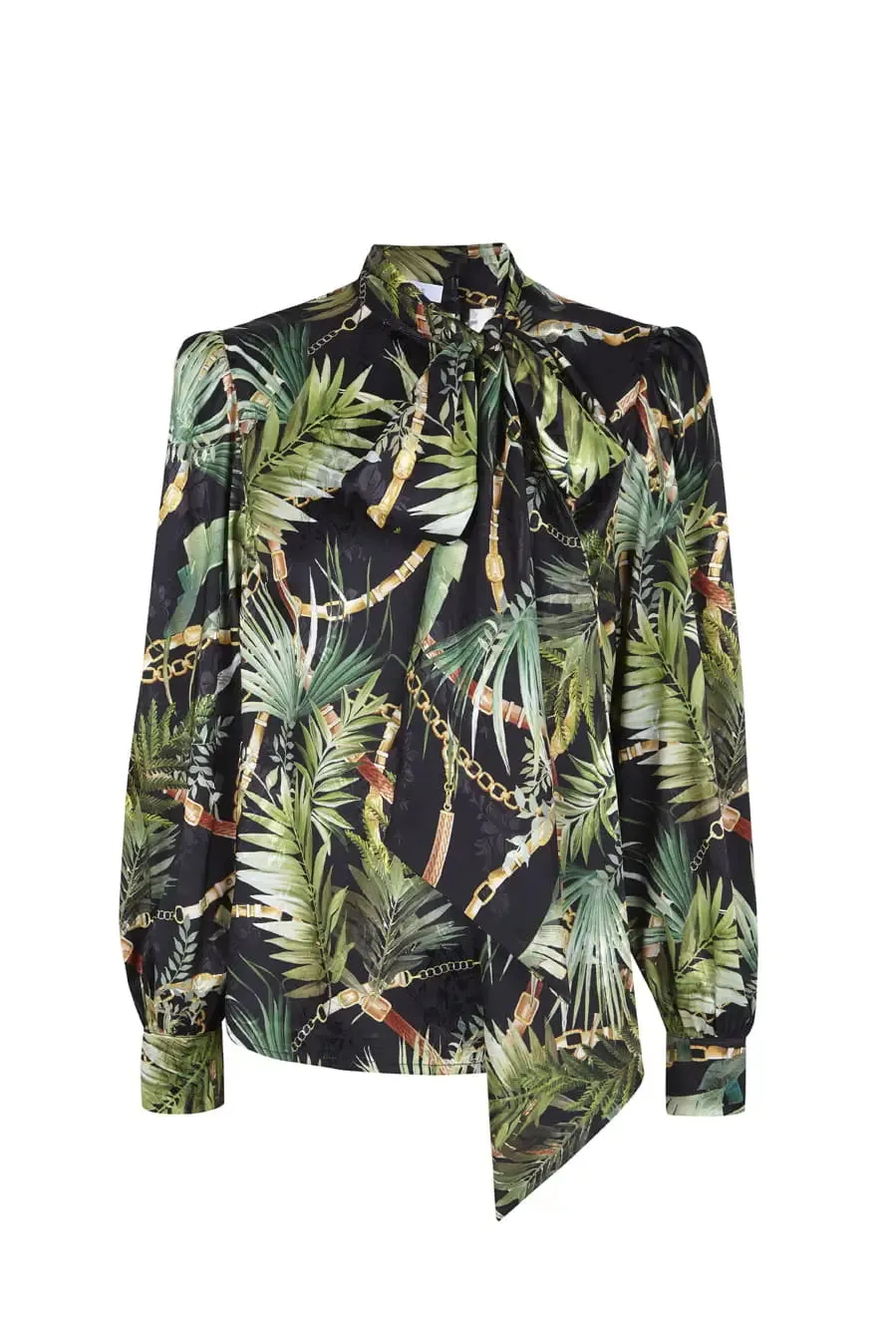 Chloe Print Shirt Bow Collar - Green
