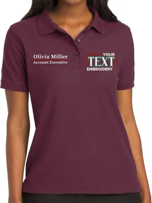 Custom Embroidered Polo Shirts for Women Personalized Add Your Name Text Polo Shirts for Ladies