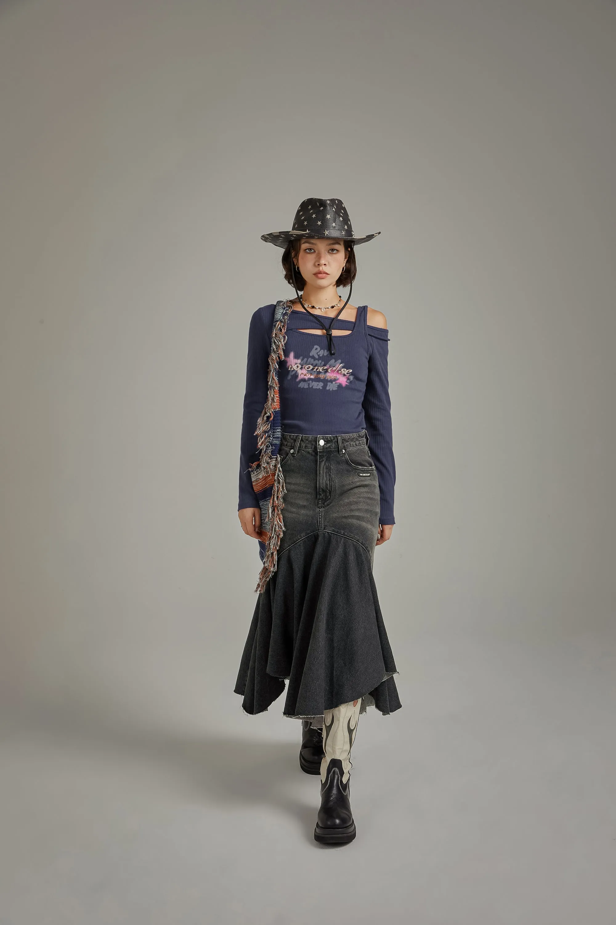 Denim Long Mermaid Skirt