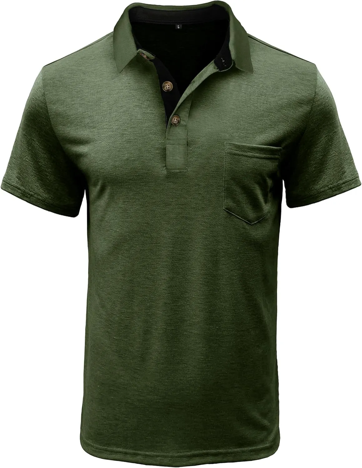EDITCOZY Mens Polo Shirts with Pocket Casual Classic Short Sleeve Button Golf T-Shirt Top