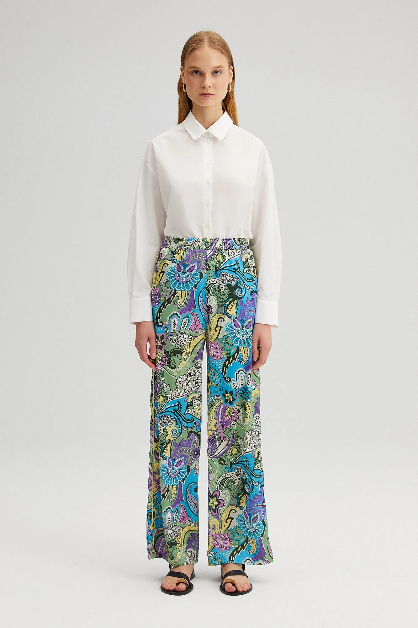 ELASTIC WAISTED PATTERNED TROUSERS