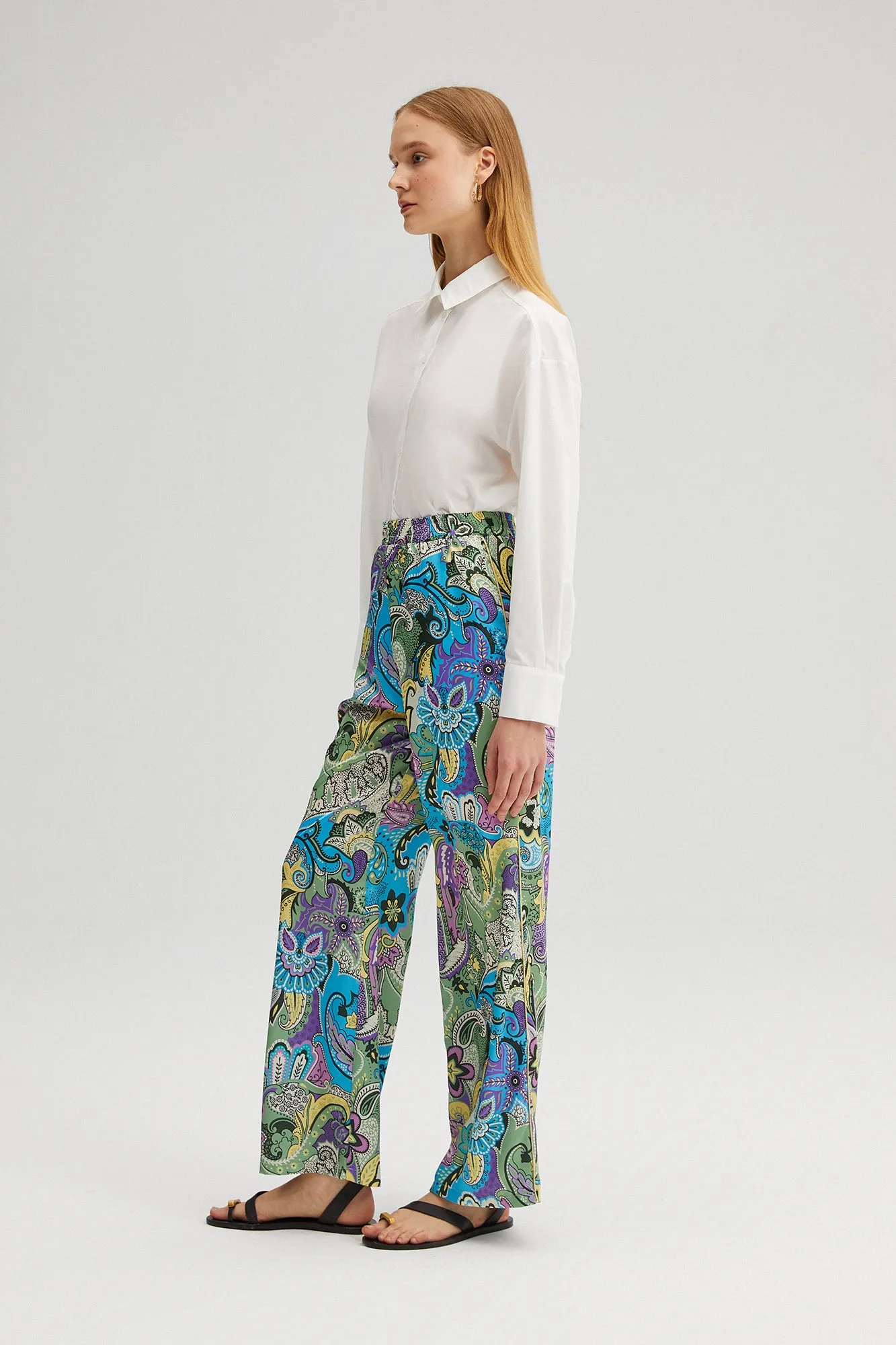 ELASTIC WAISTED PATTERNED TROUSERS