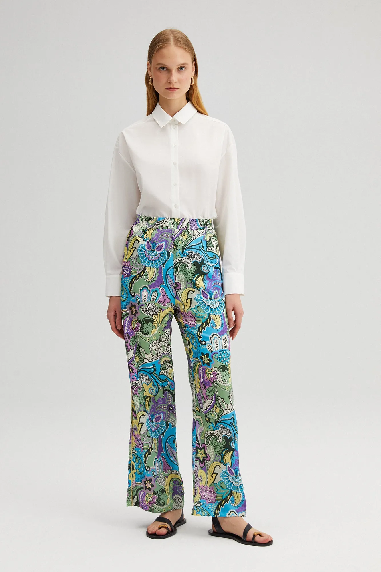 ELASTIC WAISTED PATTERNED TROUSERS