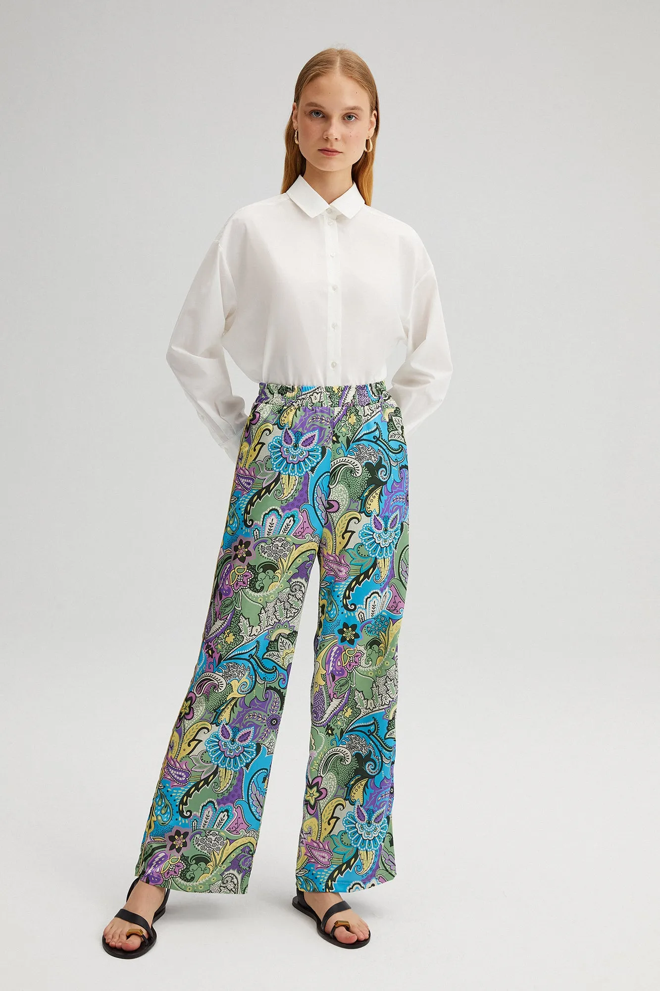 ELASTIC WAISTED PATTERNED TROUSERS