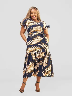 Ember Maxi Dress - Navy Blue / Cream