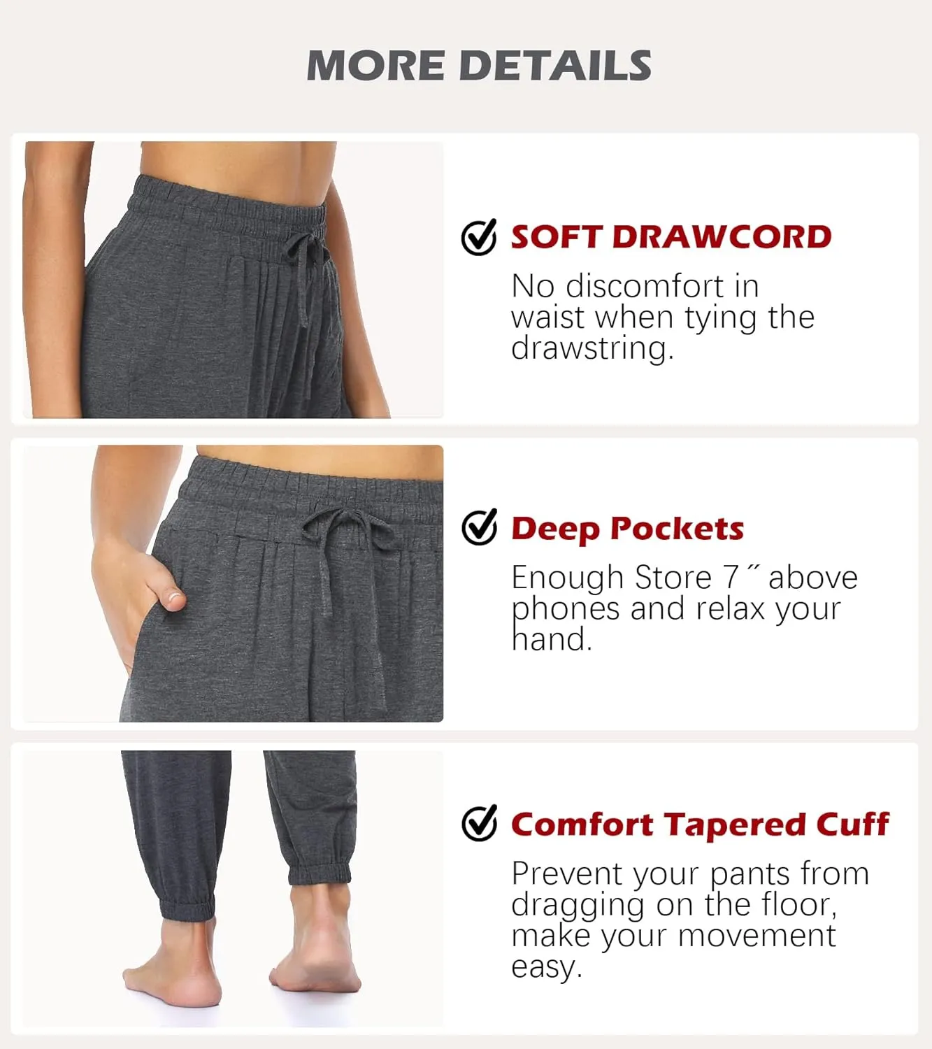 Envlon Women's Yoga Pants with Pockets Comfy Stretch Loose Wide Leg Casual Pants Breathable Running Workout Lounge Pants