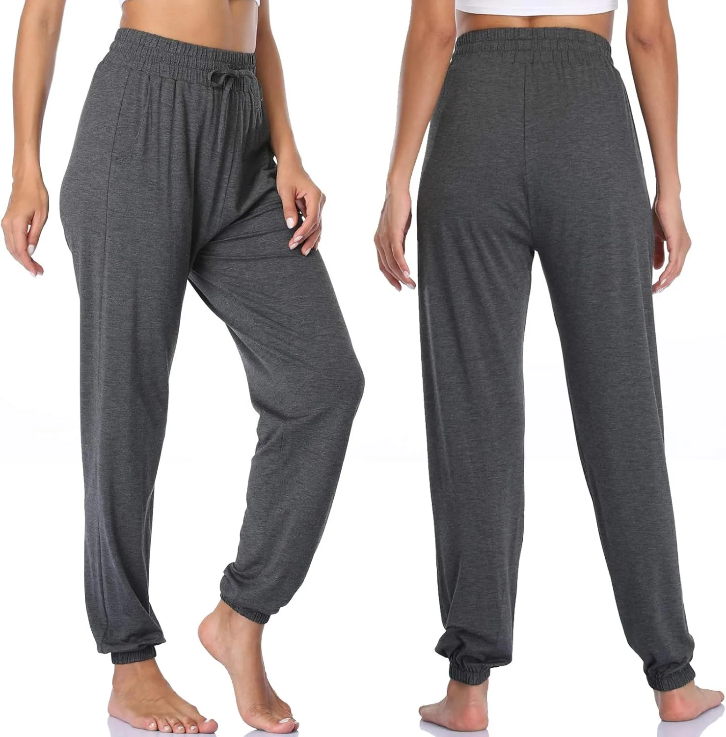 Envlon Women's Yoga Pants with Pockets Comfy Stretch Loose Wide Leg Casual Pants Breathable Running Workout Lounge Pants