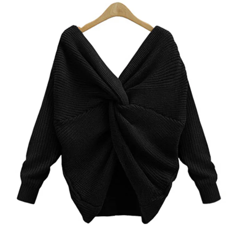 Fashion Back Cross Backless V-Neck Sweaters