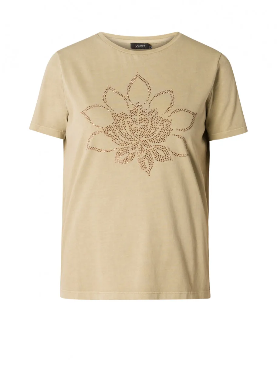 Fayza - T-shirt with Gold-coloured Studs