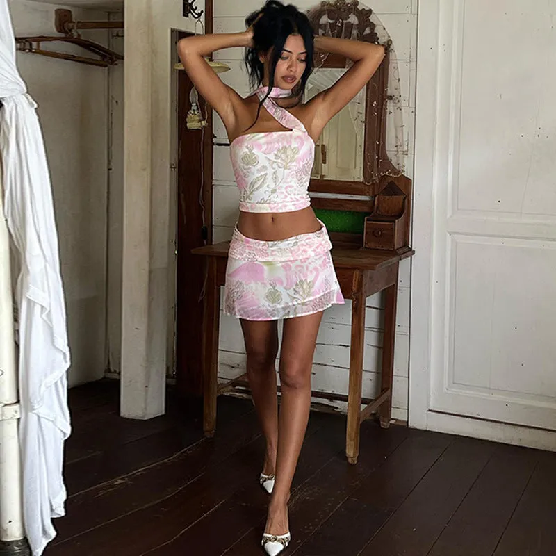 Floral Off The Shoulder Halterneck Co-Ord