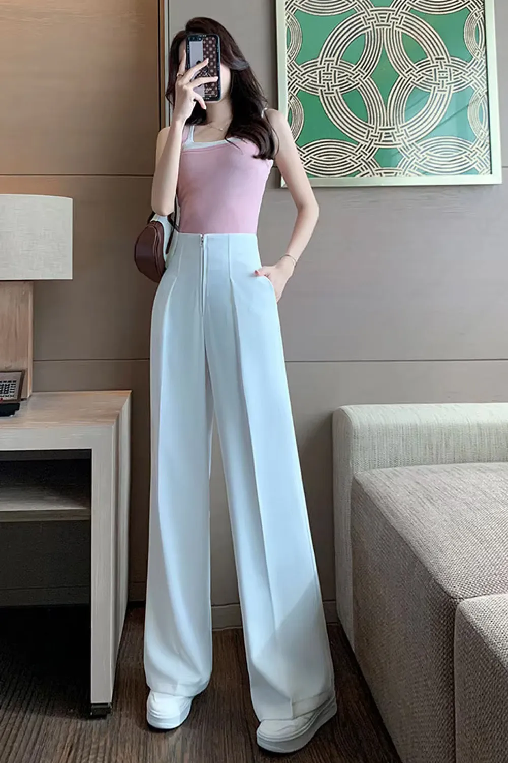 Flytonn-cute winter outfits casual winter outfits christmas outfit party look inspos High Waist Zipper Loose Office Pants