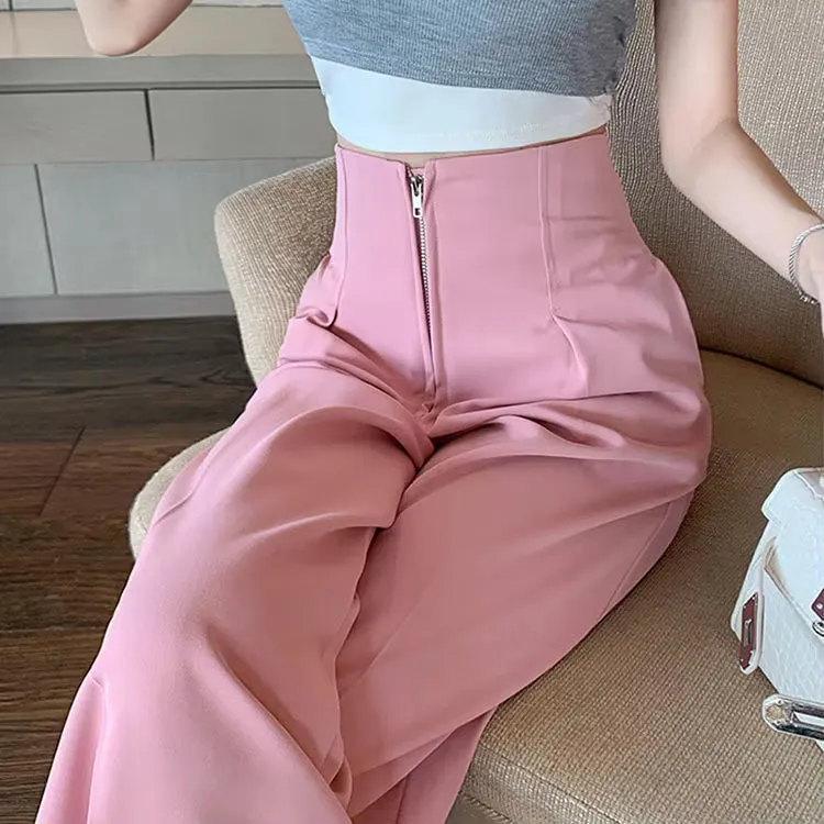 Flytonn-cute winter outfits casual winter outfits christmas outfit party look inspos High Waist Zipper Loose Office Pants