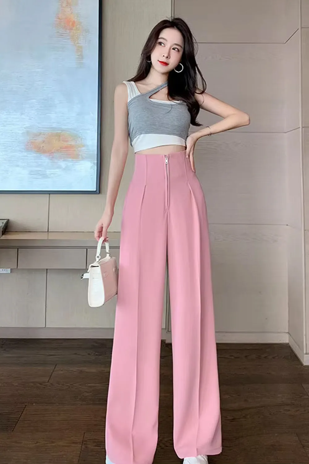 Flytonn-cute winter outfits casual winter outfits christmas outfit party look inspos High Waist Zipper Loose Office Pants