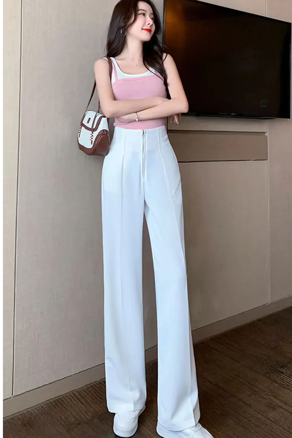 Flytonn-cute winter outfits casual winter outfits christmas outfit party look inspos High Waist Zipper Loose Office Pants