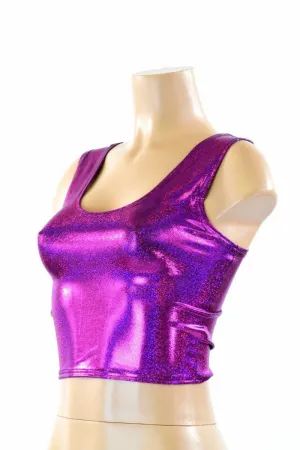 Fuchsia Holographic Crop Tank