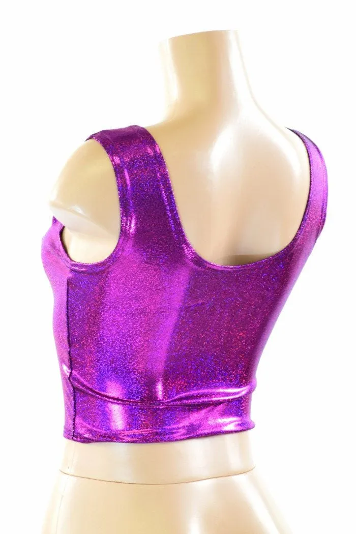 Fuchsia Holographic Crop Tank