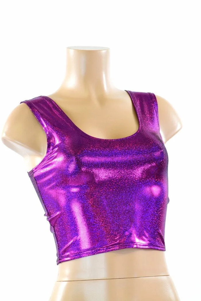 Fuchsia Holographic Crop Tank