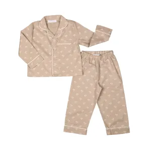 GASPARD |  Beige and Ivory Palm Tree Print Cotton Pyjamas