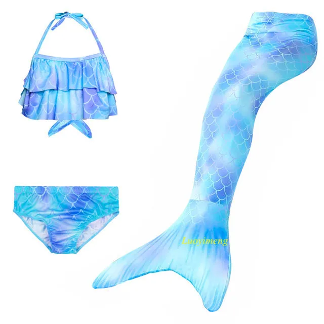 Girls Mermaid Tails Swimming Dresses Cosplay Costume Beach Clothes Little Children Mermaid Swimsuit for Kids Swimmable Costumes