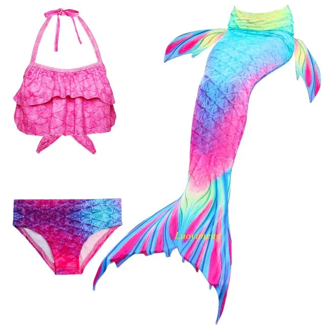 Girls Mermaid Tails Swimming Dresses Cosplay Costume Beach Clothes Little Children Mermaid Swimsuit for Kids Swimmable Costumes