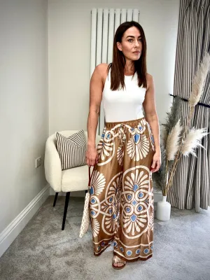 GOLDEN BEIGE SILK MIX TROUSERS