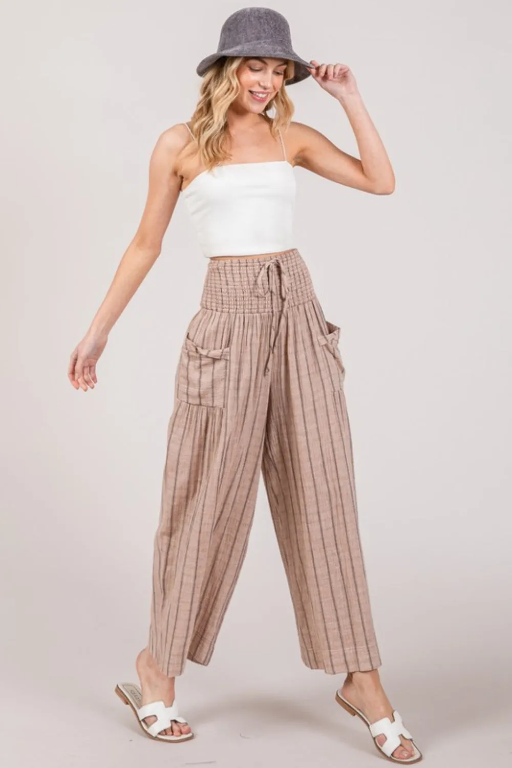 Hazel Blues® |  SAGE   FIG Cotton Gauze Wash Stripe Pants