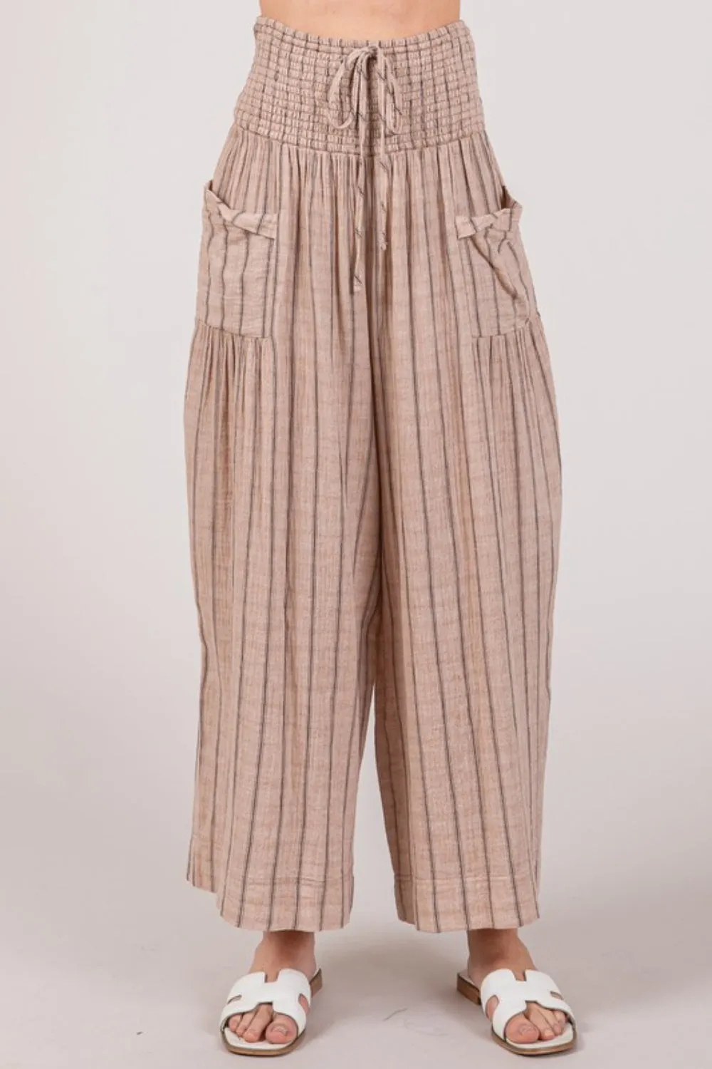 Hazel Blues® |  SAGE   FIG Cotton Gauze Wash Stripe Pants